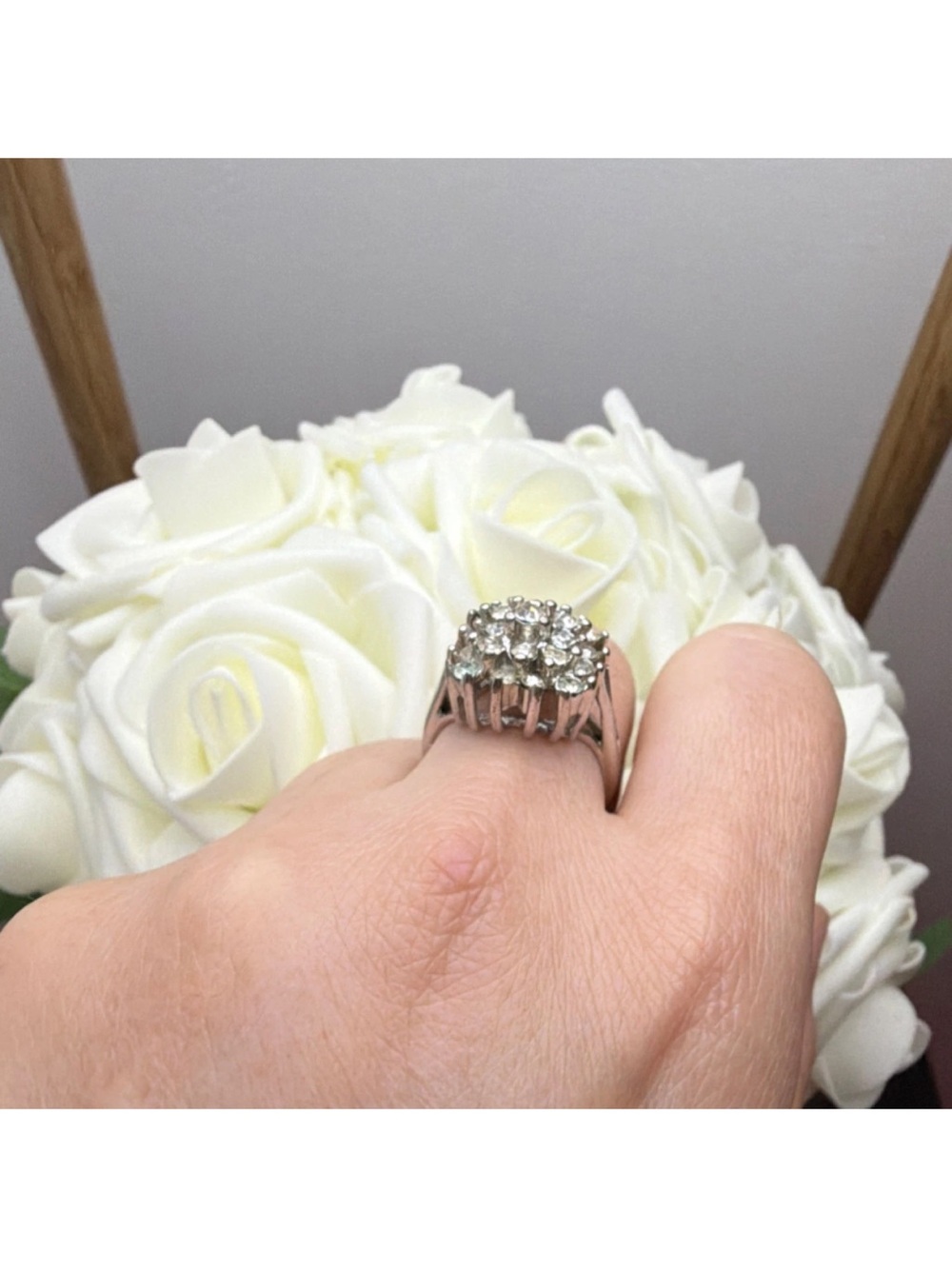 Vintage gold plated  Ring Round Stones Size 7 - Picture 2 of 6